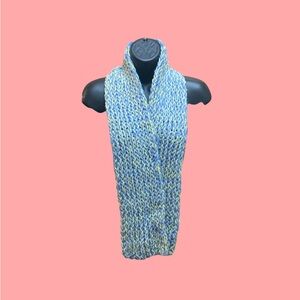 Handmade Stylish Blue and Yellow Knit Scarf
